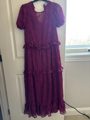 Vestido maxi feminino rosa escuro de Londres com babado em camadas rosa escuro tamanho 2 XL - Imagem 1 de 4
