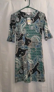 Nwt Charter Club Spring Horizon Sheath Paisley/ Floral Dress Nylon& Spandex Sz M - Picture 1 of 9