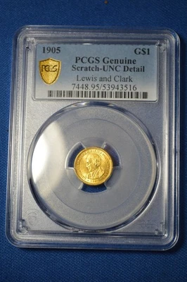 1905 $1 Lewis & Clark Exposition Gold Dollar NGC UNC Details - Image 1 of 4