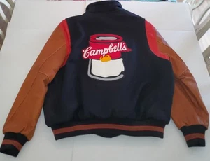 Campbells Soup Letterman Jacket XXL Vintage 1990 Leather & Wool Unworn Pristine - Picture 1 of 7