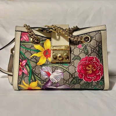 Gucci Gg Supreme Monogram Flora Small Padlock Tote Multicolor Mystic White - Image 1 of 4