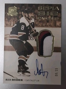 Maglia Alex Ovechkin 2022-23 Upper Deck The Cup Seppia Sig Patch 8/35 Numerata - Foto 1 di 3