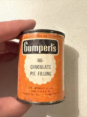 Vintage 1950’s Gumpert's Sample Tin Can Full Chocolate Pie Filling Mix NOS New - Image 1 of 4
