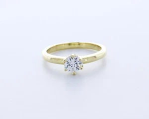 0.7CT Lab-Created Diamond D/VVS2 Round Cut 14K Gold Prong Classic Solitaire Ring - Picture 1 of 4