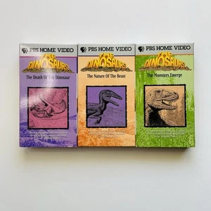 PBS Dinosaurs VHS Set (3) Home Video 1992 Jurassic Park Era CIB Rare OOP - Picture 1 of 6