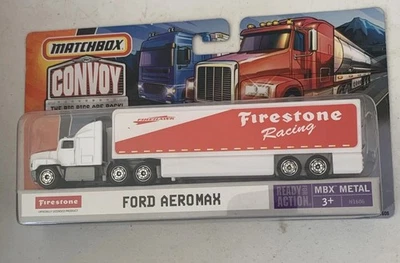 Matchbox 1/64 Convoy Firestone Racing Ford Aeromax Semi Cargo Transport Big Rigs - Image 1 of 4