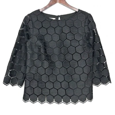 Blusa de renda Talbots RSVP geométrica crochê feminina tamanho S elegante coquetel noite - Imagem 1 de 4
