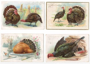 Thanksgiving Dinner Turkey Dinner Four 4 postcard lot #1 - Picture 1 of 1