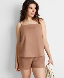 State of Day Sleeveless Linen Blend Pajama Top Women's S Natural Umber Pullover - Picture 1 of 15