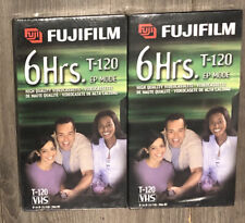 Two NEW Fujifilm T-120 VHS Tapes 6 Hours EP Mode New Blank Sealed Fuji