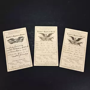 Antique 1918 1919 & 1920 Teacher's Report Cards To Parents Oneida Cty Wisconsin - Picture 1 of 3
