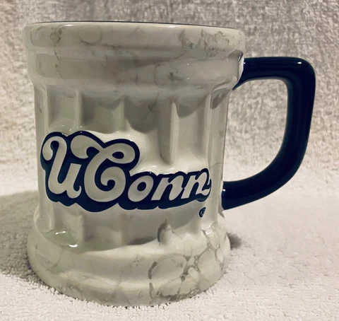 Connecticut Huskies UCONN NCAA EMBOSSED RAISED LOGO Column Marble Pillar Cup Mug Cover