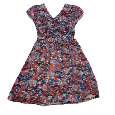 Vestido Andrew Marc Abstracto Floral Talla 4 Ligero Femenino Cuello en V Fluido Foto 1 de 4