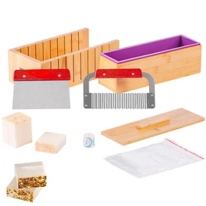 VEVOR Soap Making Kit Bamboo Cutting Box Silicone Mold Stainless Steel Cutters - Picture 1 of 12