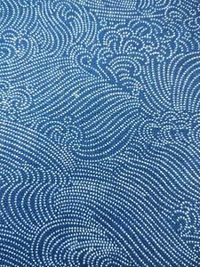 Tessuto cotone Kasuri tradizionale giapponese onde blu per 50 cm 88333 - Foto 1 di 10