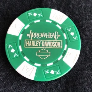 Peoria, Arizona Arrowhead Harley Davidson Poker Chip / Green & White - Bild 1 von 2