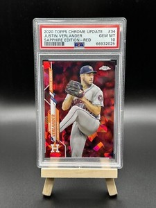 2020 Topps Chrome Update Sapphire #34 Justin Verlander RED SAPPHIRE 3/5 PSA 10!!