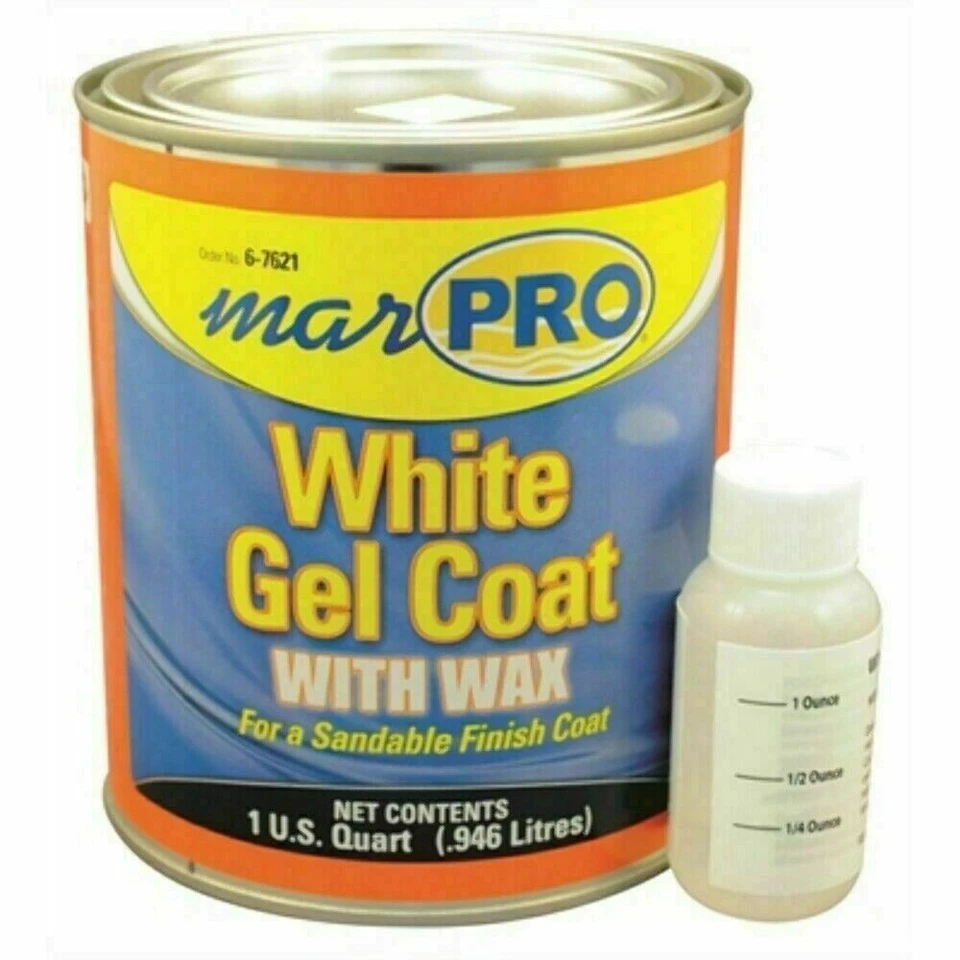 2 Quarts Marpro 601110600 GEL Coat White With Wax Boat Fiberglass Repair Marine