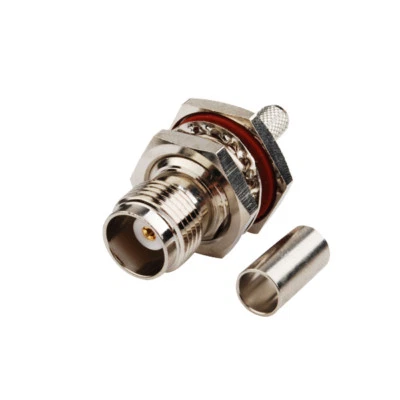 TNC Female Bulkhead Crimp Connector for RG58 LMR-195 RG400 RG142 Cable - Image 1 of 2