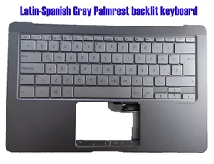 Latin-Spanish Gray Palmrest backlit keyboard for Asus UX490U UX490UA UX490UAR - Picture 1 of 2