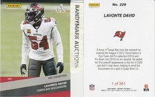 Lavonte David BUCCANEERS 2020 PANINI INSTANT NFL CHAMPIONS SB LIV #229 x/361