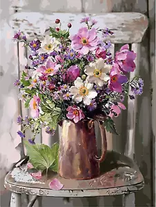 Paint by Numbers for Adults,Flowers DIY Oil Painting by Numbers on Canvas for Gi - Picture 1 of 12