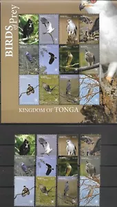 TONGA - 2018 MNH "BIRDS Of PREY" ¡Hoja de recuerdo y juego completo!!!! - Imagen 1 de 1