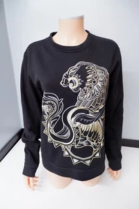 Roberto Cavalli Black Jumper Sweater Size 42 Uk 10 Gold Embroidered Dragon Gc - Picture 1 of 6