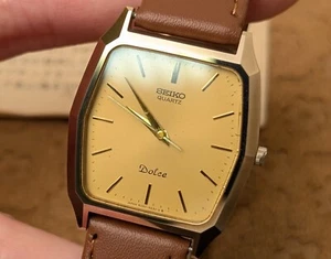 SEIKO Dolce 6030-5480 Gold Quartz Men's Watch Vintage 29mm - Picture 1 of 15