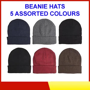 UNISEX MENS LADIES KNITTED BEANIE HAT WINTER WARM WOOLY SKI SKULL CAP - Foto 1 di 7