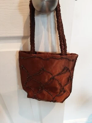 Principles small brown bronze evening  handbag  Taffata And Beads - Image 1 of 4