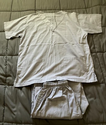 Women’s Scrub Uniform Pocket Cargo Pants & Top light Gray - Image 1 of 4