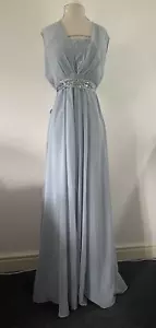 Coast Blue Maxi Layered Occasion Dress Tie Bow Jewel Bead Size 14 Sheer Weddding - Picture 1 of 17