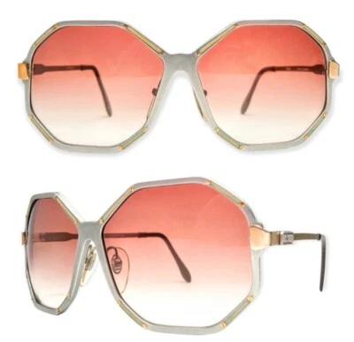 20 世纪 80 年代 ULTRA Harem 银色角度金属太阳镜,超大,德国制造 — 第 1/3 张图片