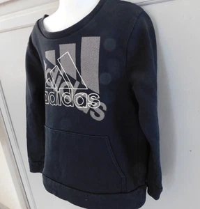 adidas black fleece puloover sweatshirt youth sz 6 - Picture 1 of 4