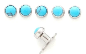 Pick One 14G Blue TURQUOISE STONE STEEL MICRO DERMAL ANCHOR HEAD Skin Piercing - Picture 1 of 1