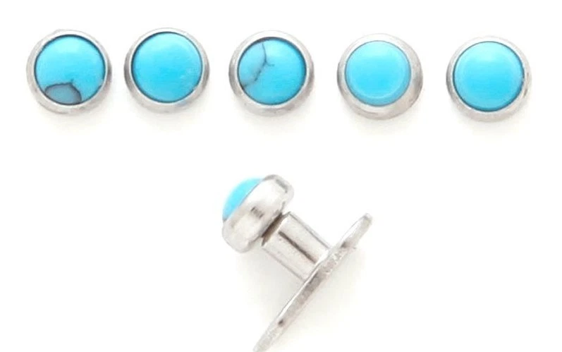 Pick One 14G Blue TURQUOISE STONE STEEL MICRO DERMAL ANCHOR HEAD Skin Piercing - Image 1 of 1