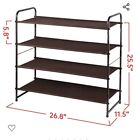 Simple Trending 4 Tier Stacking  And Expandable Shoe Rack, Silver