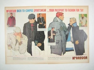 Vintage 1959 McGregor Back To Campus Sportswear Print Ad 2 Page MCM Fashion - Picture 1 of 2