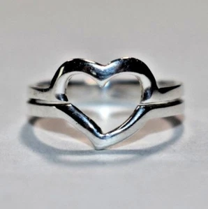 Bezaubernder Vintage Sterlingsilber 925 LOVE OPEN HEART Bandring Gr- 7,5 - Bild 1 von 7