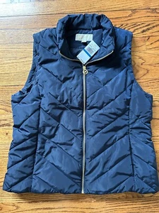 NEW!!! Michael Kors Navy Puffer Quilted Vest MK Charm Women's XL MSRP $125 - Picture 1 of 7