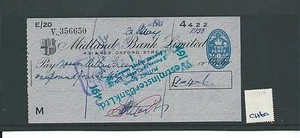 wbc. - CHEQUE - CH60- USED -1950's - MIDLAND BANK, 431 OXFORD STREET, WI - Picture 1 of 1