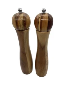 Juego de molinillos de madera de sal y pimienta diseño elegante de 10"" de alto - Imagen 1 de 8