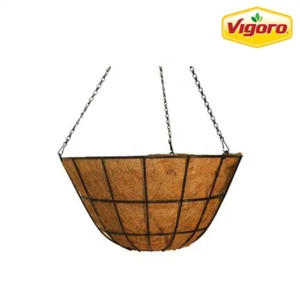 20 In. Dia Black Metal Hanging Basket with Coco Liner - Picture 1 of 6