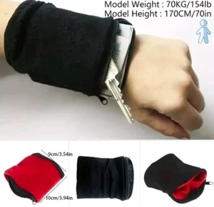 Sport Schweißband Wristband Reißverschluss Schweißbänder Tennis Armband Tasche - Bild 1 von 3