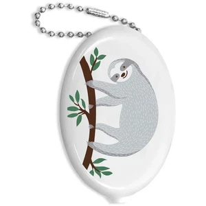 Sloth Retro Vinyl Squeeze Change Purse with Key Chain - Picture 1 of 3