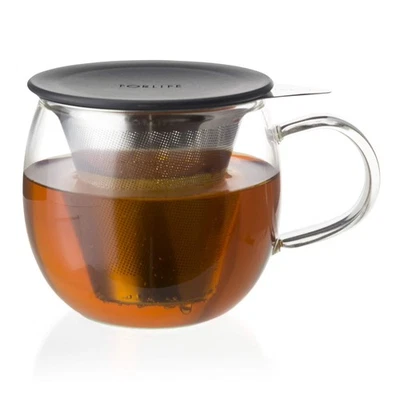 Lucidity Glass Tea Cup with Strainer, 12 oz/355ml, Charcoal - Image 1 of 4