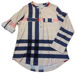 Moyabo manica lunga QTR zip color block colletto mandarino crema blu rosa taglia L  - Foto 1 di 6