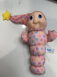 Vtg 1988 Playskool Gloworm Pink Stars PJs Plush Glow Glo Worm Doll Toy - Picture 1 of 5