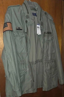 Chaqueta Militar Polo Ralph Lauren Para Hombres 2XL Verde Ejército Utilidad Campo Bandera USRL Foto 1 de 3